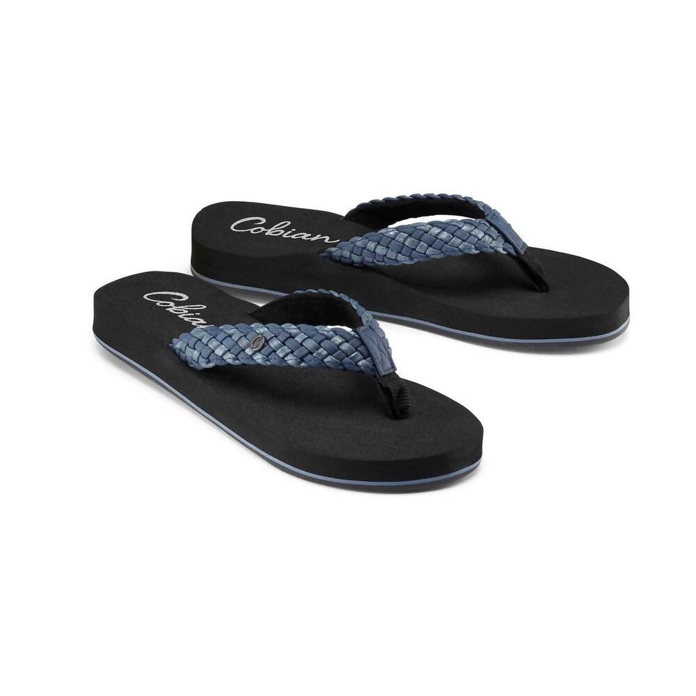 NEW COBIAN women's braided bounce flip flop in indigo